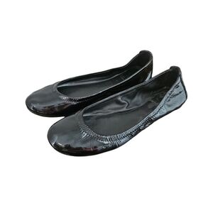Tory Burch Black Patent Leather Eddie Ballet Flats EUC